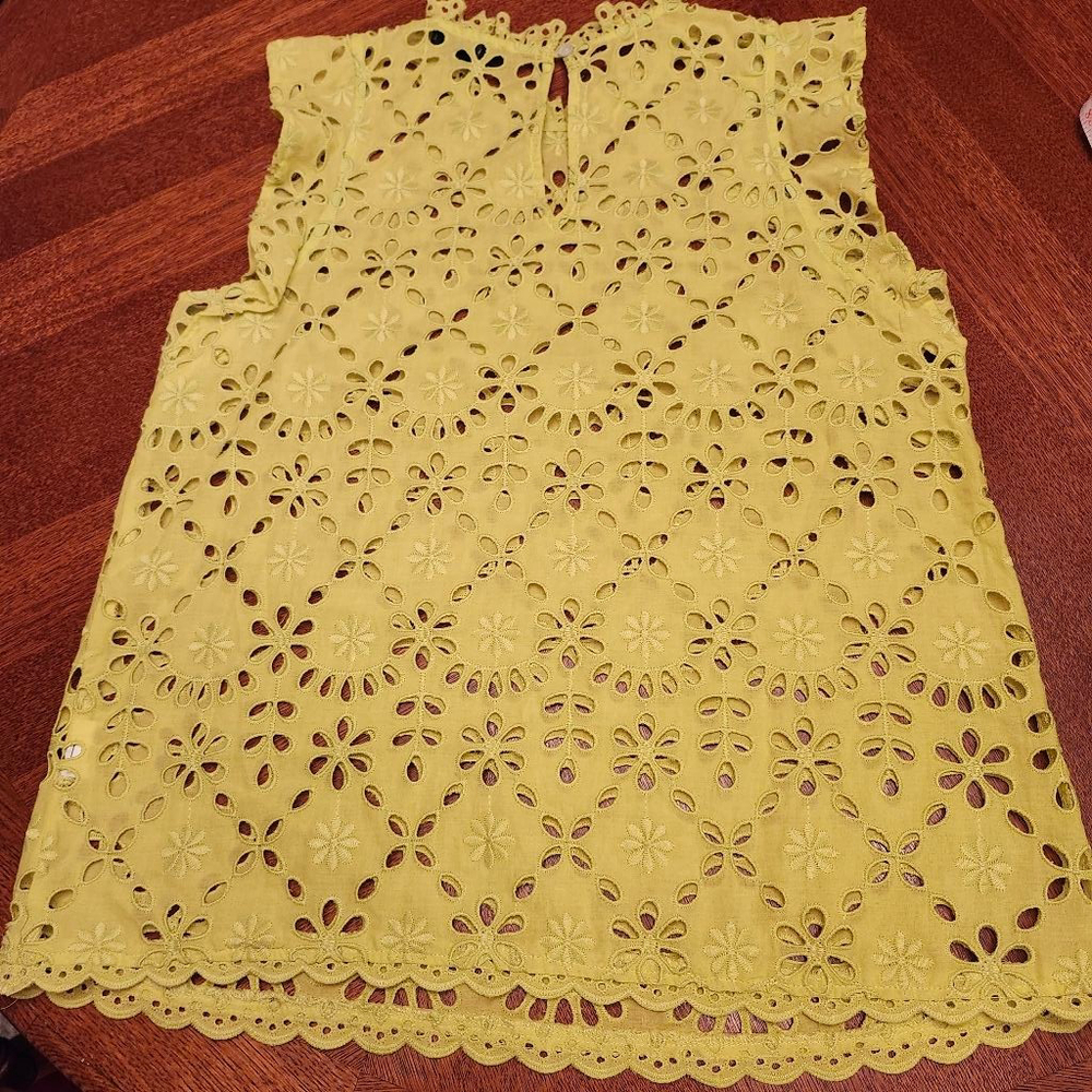 Women's J.CREW Yellow Eyelet Blouse S A1 - Picture 6 of 6